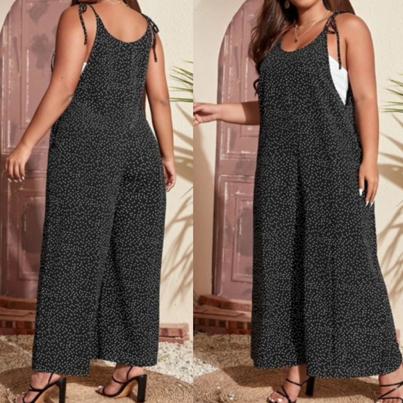 Plus size polka dot knot cami jumpsuit - Picture 3 of 8